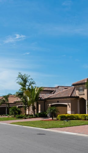 Florida suburban homes on a sunny street